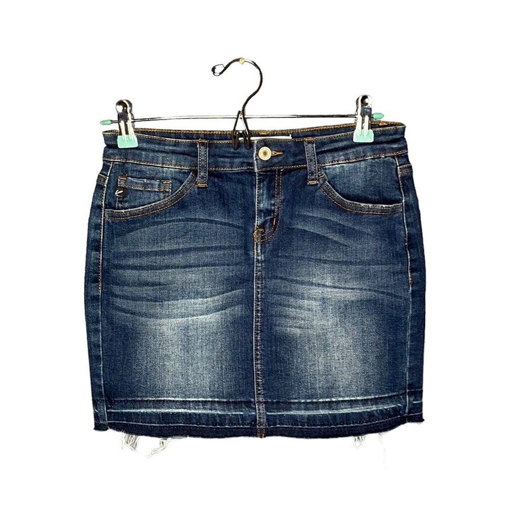KanCan Demin Jean Mini Skirt Frayed Hem 25